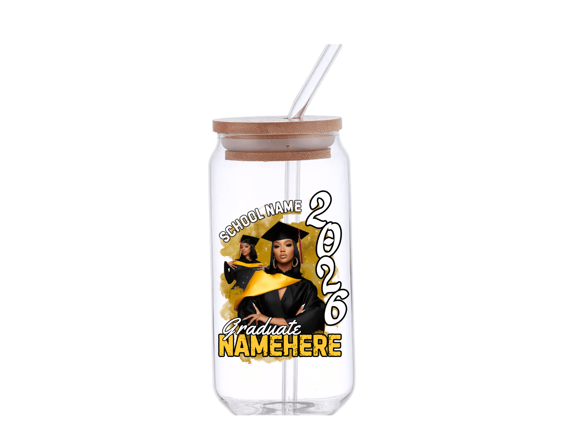 Personalized Graduation Glass Tumbler – Class of 2026 - Jams Custom CreationsJams Custom Creations